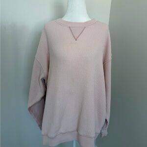 Aerie Woman’s light Pink Waffle Knit long sleeve shirt size LRG
